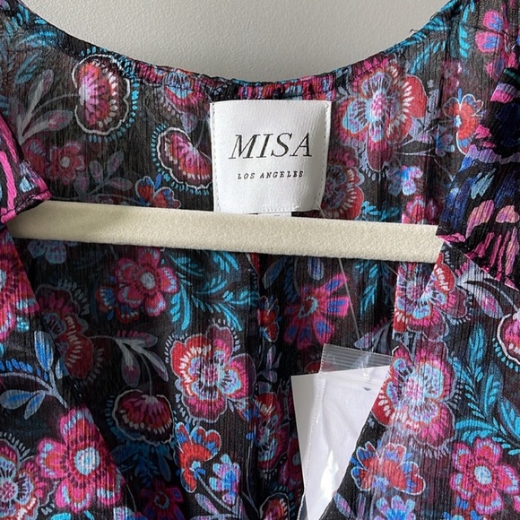 MISA LA -Anessa -Black and Purple Floral Mini Dress Sz Small - Picture 4 of 7